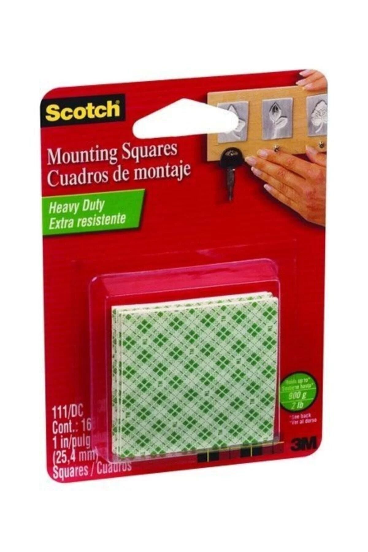 Scotch Çift Taraflı Yapışkan Köpük Kareler, Ağır Malz.İçin 16 Adet / 2,5X2,5Cm (111)