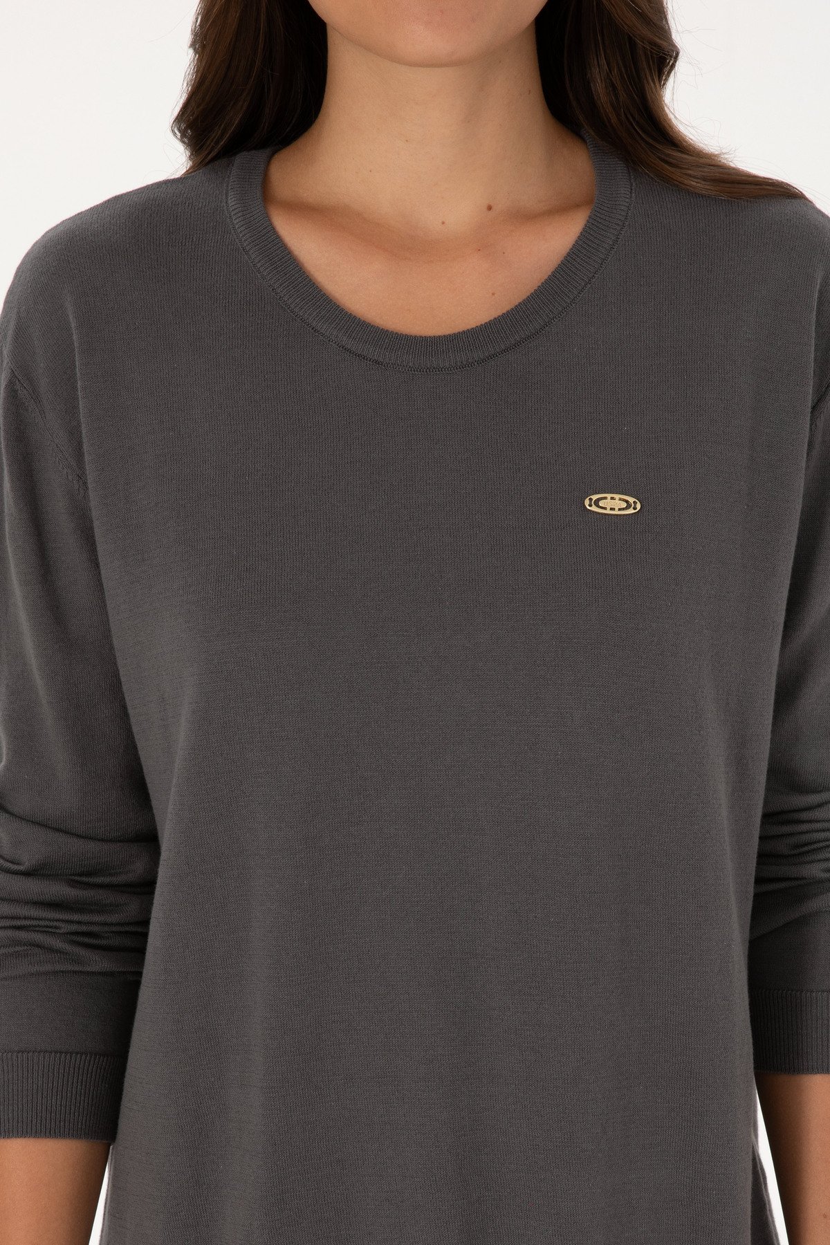 U.S. Polo Assn. Kadın Gri Bisiklet Yaka Basic Kazak 50307735-VR024 görsel 6
