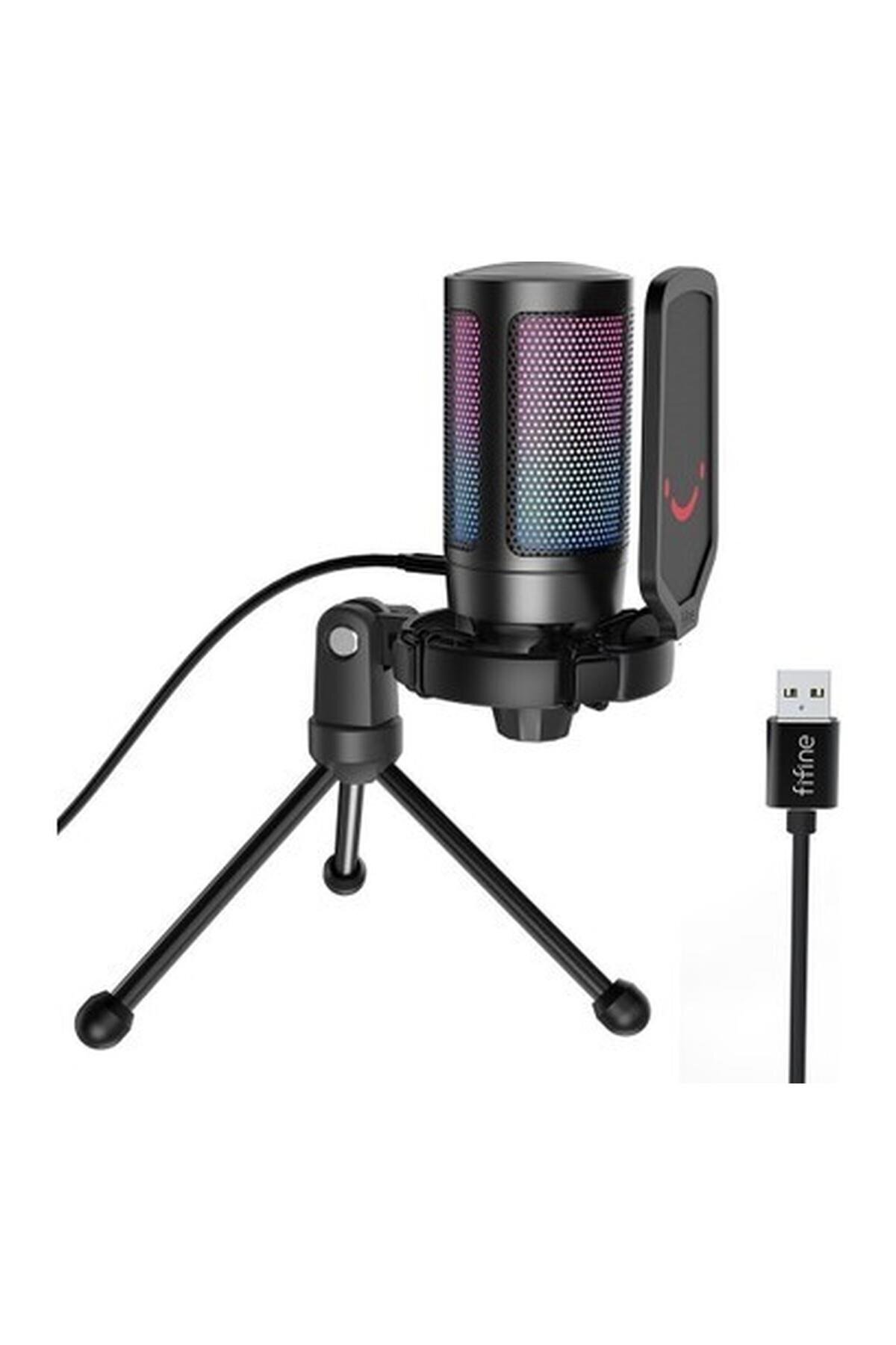Fifine Ampligame A6V Yayıncı - Oyuncu - Podcast - Youtuber Rgb USB Mikrofon