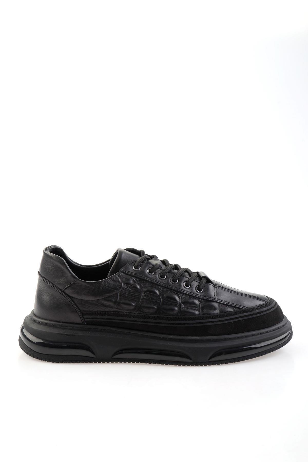 Bambi Siyah Hakiki Deri Erkek Sneaker E01080219003