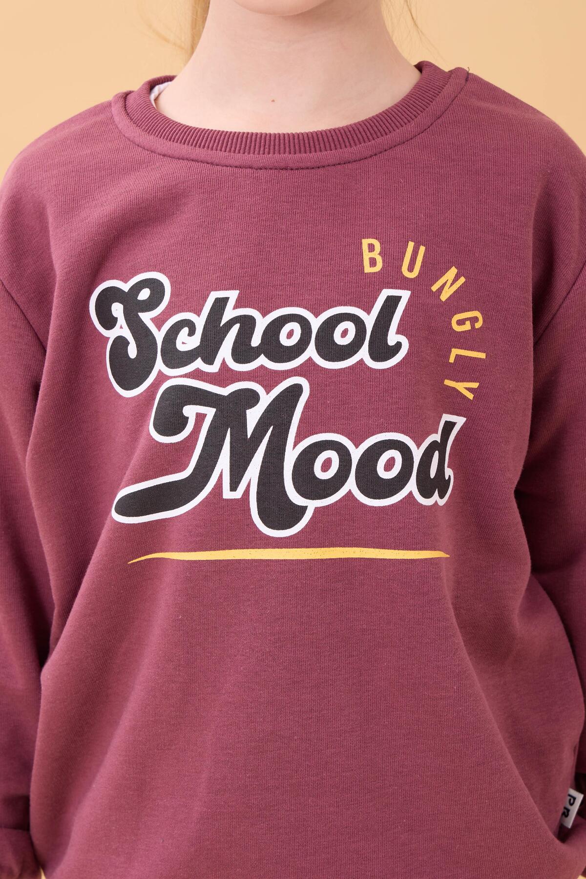 Perendi Erkek ve Kız Çocuk Okul Baskılı Bisiklet Yaka Mevsimlik Sweatshirt Gülkurusu fotoğrafı 7 (önizleme)