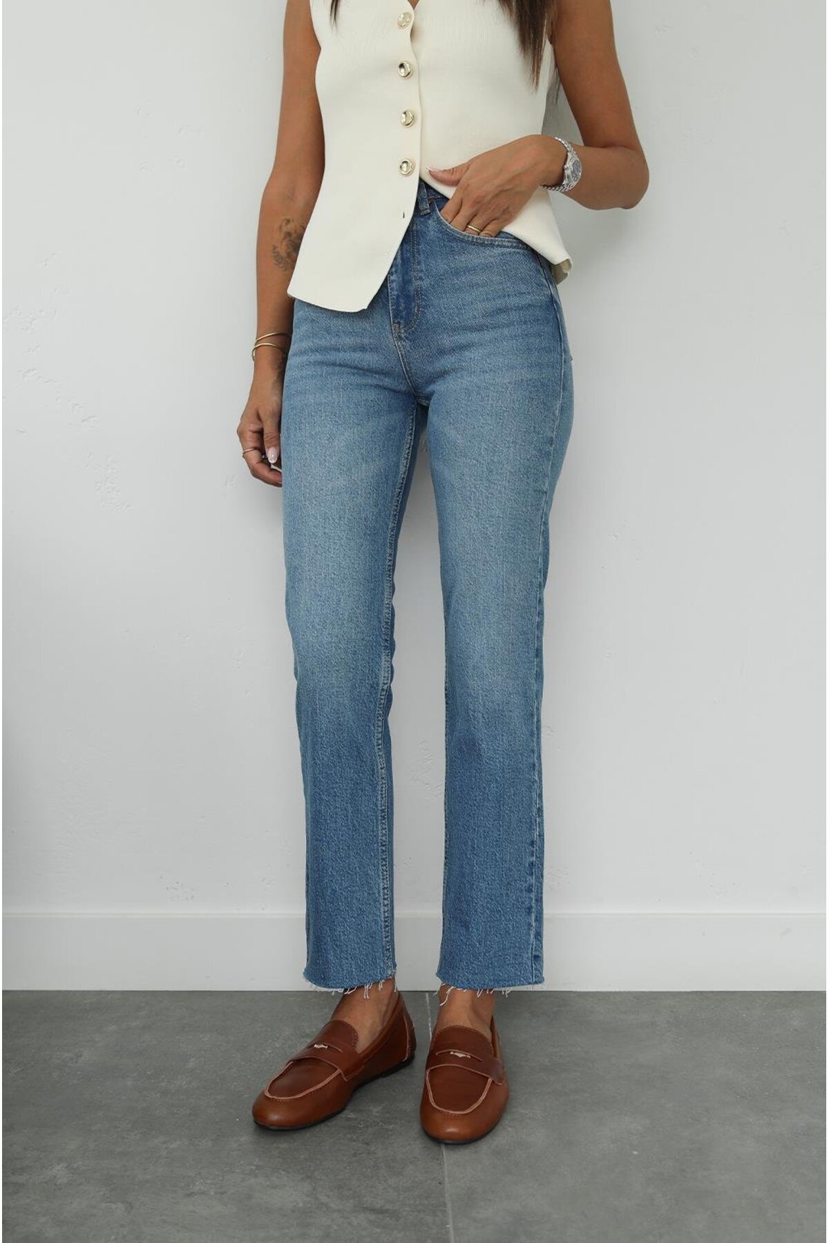 Havoş  Light Blue Boy Fit Kesik Paça Jean - Görsel 8