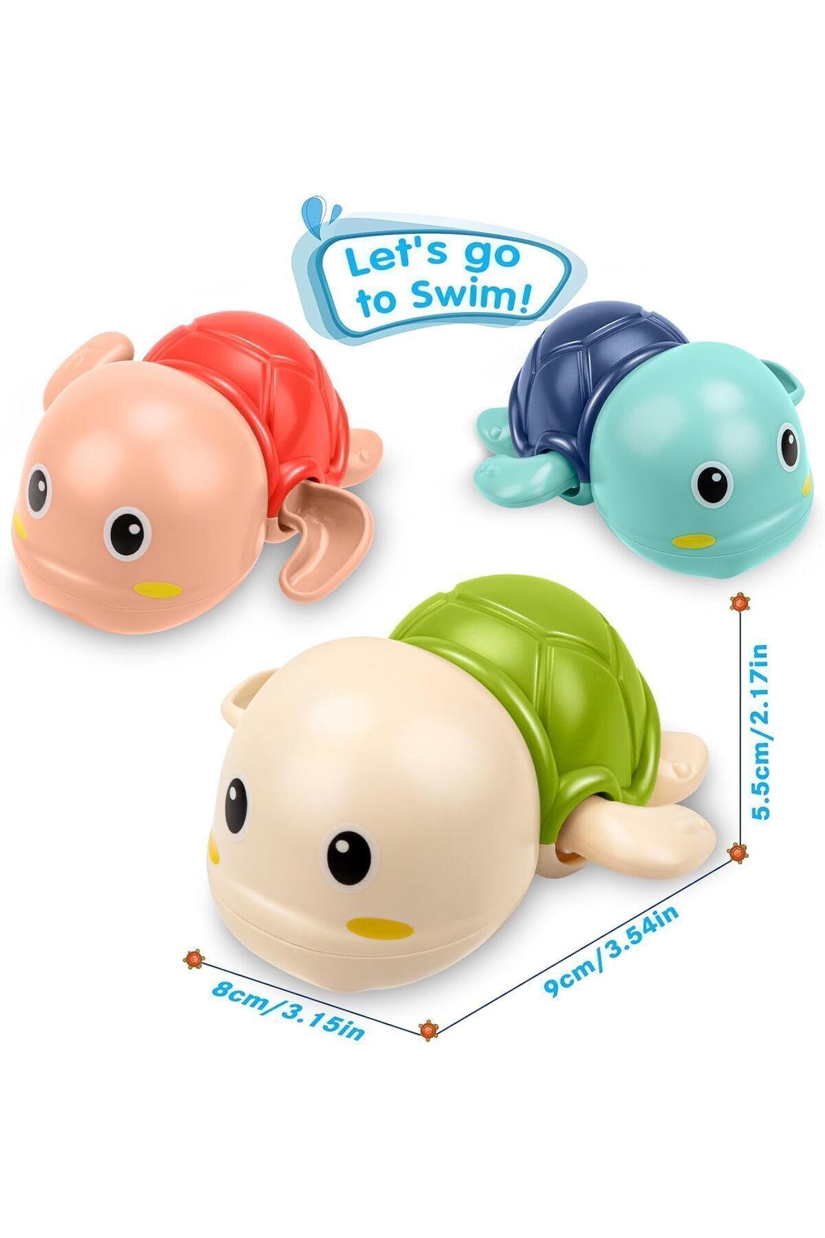 CARA CARO 3'lü Kurmalı Yüzebilen Kaplumbağa Banyo Oyuncak Seti - 18 Ay+ BPA İçermez Bebek Duş Eğlencesi Hediye fotoğrafı 3 (önizleme)
