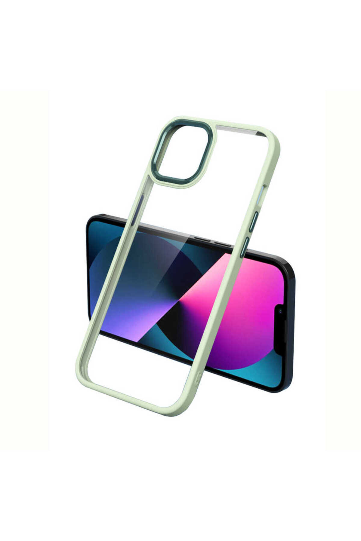 iPhone 13 Uyumlu OMSY Krom Kılıf-Açık Yeşil