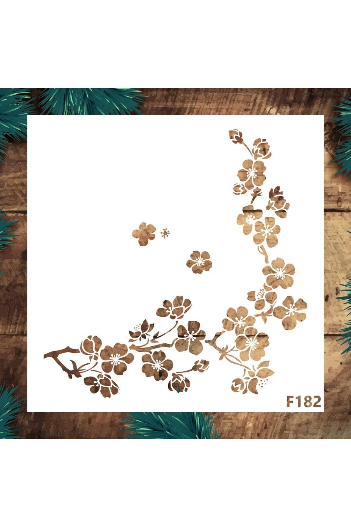 STENCİLTASARIM Stencil Tasarım F182 Şakura Duvar, Ahşap, Cam, Kumaş Boyama Şablonu