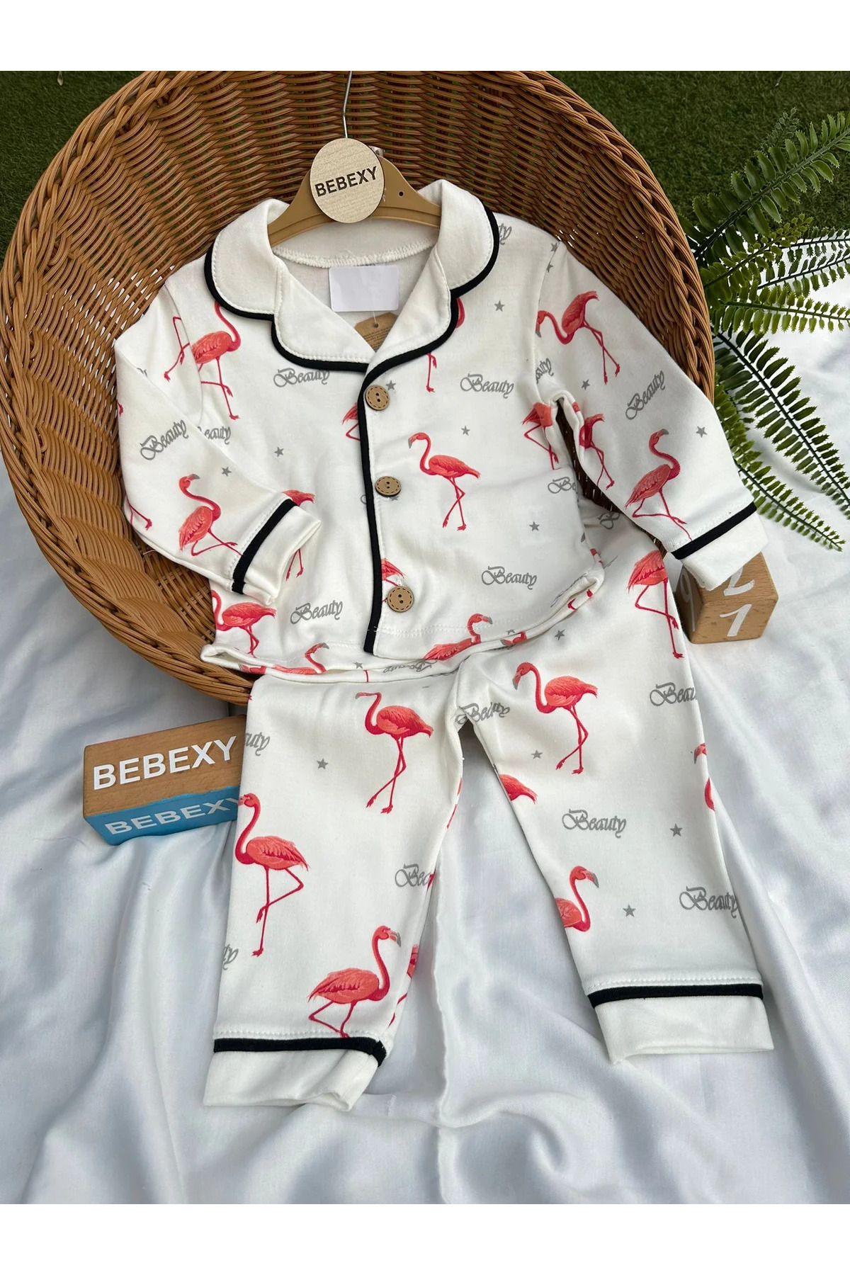 BEBEXY BUTİK Flamingo Baskılı Pijama Takımı Kırmızı fotoğrafı 2 (önizleme)