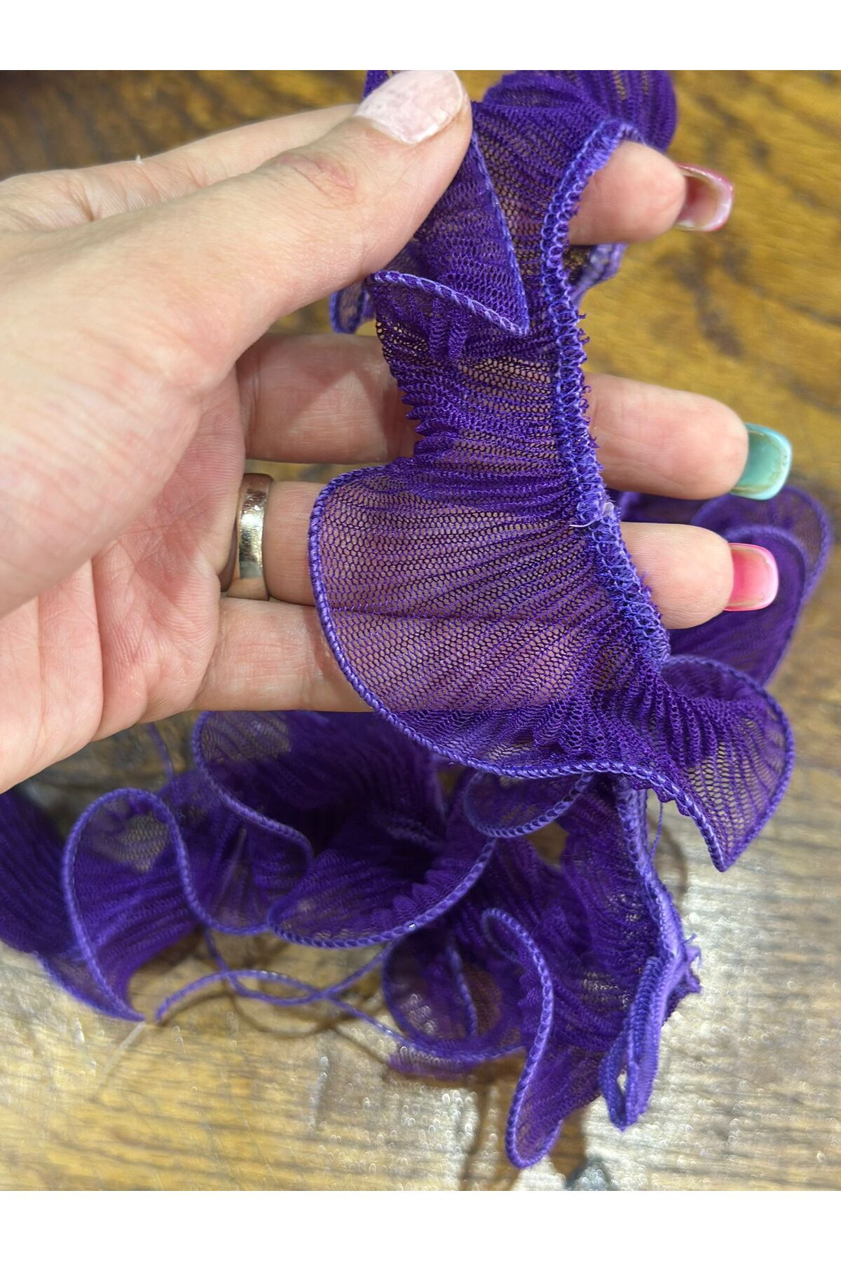 Gönülden Tasarım MOR FIRFIRLI 50 CM BOY 5 CM EN ŞERİT DİKİŞ AKSESUARI