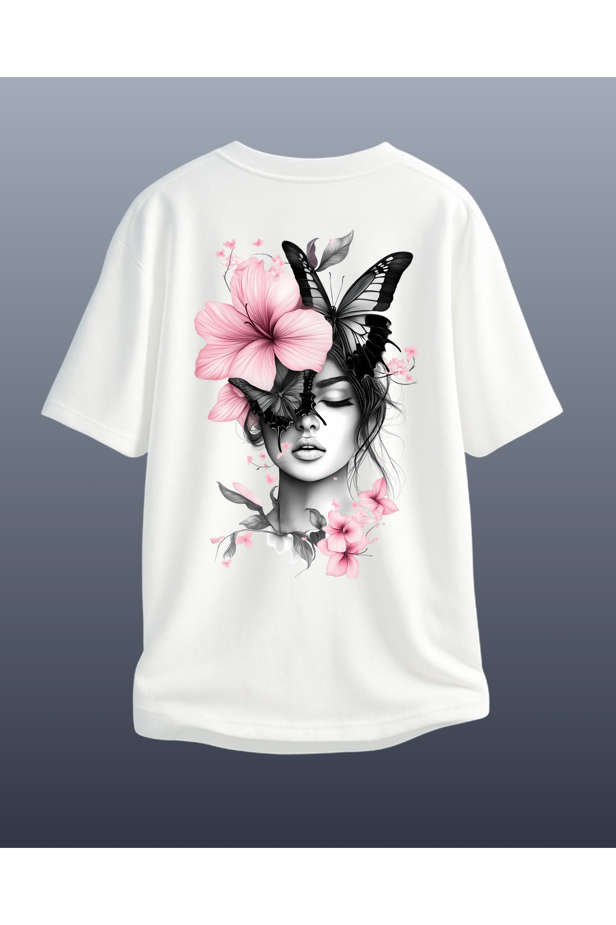 CATHECAT Beyaz Özel Tasarım Baskılı Oversize Unisex Tshirt