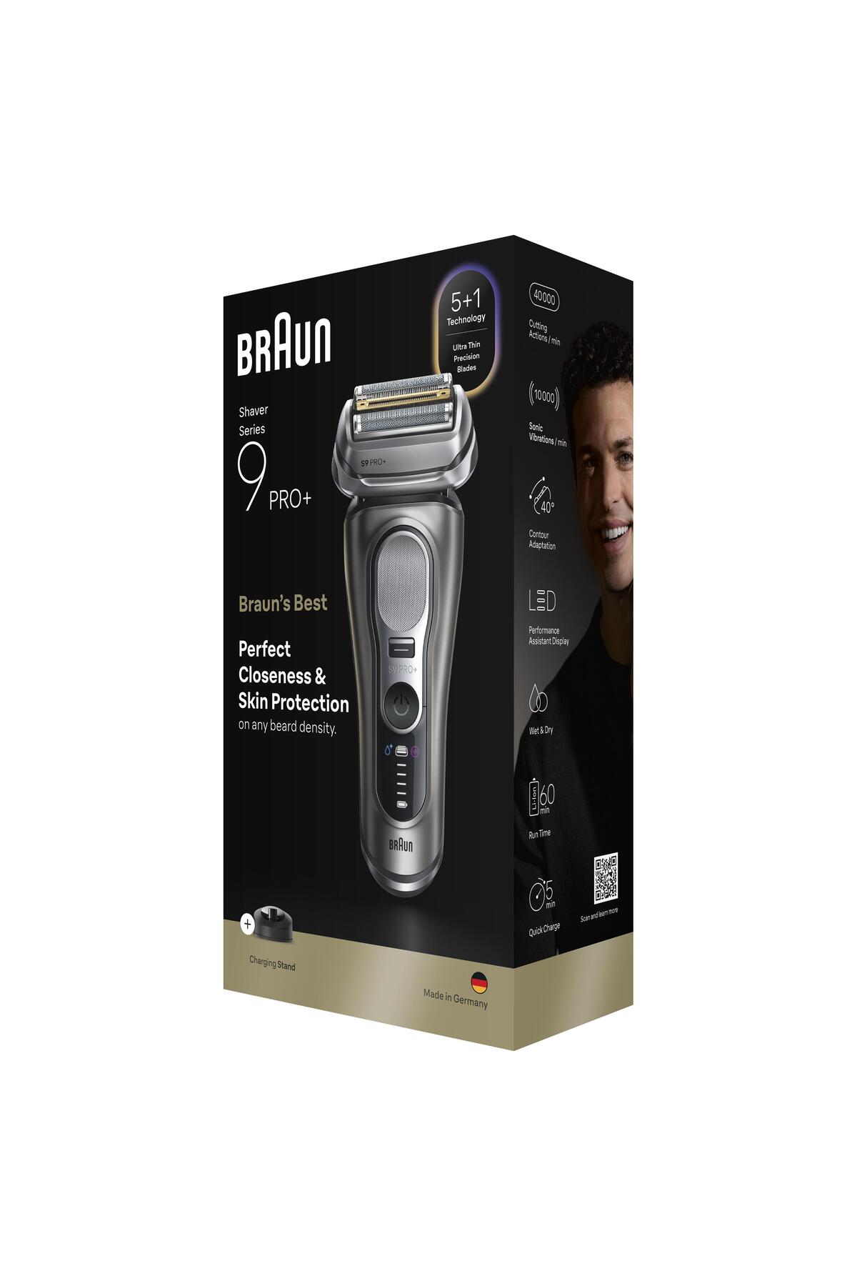 ماشین اصلاح برقی سری 9 PRO+، مناسب برای استفاده خشک و مرطوب، همراه با پایه شارژ، مدل 9615S
