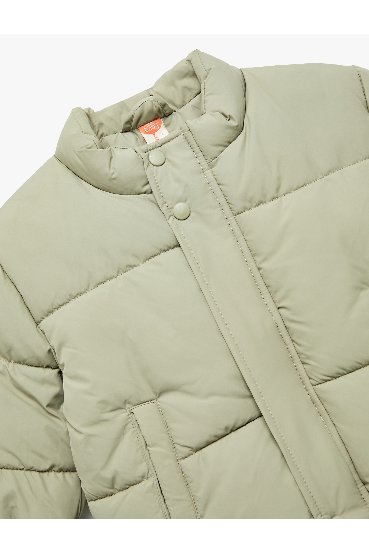 Koton Uzun Kollu Cepli Pamuk Astarlı Dik Yaka Şişme Mont fotoğrafı 4 (önizleme)