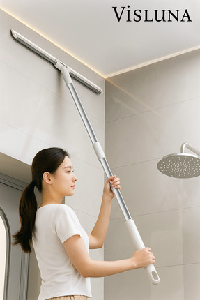 VİSLUNA Teleskopik Uzun Saplı Cam Silme Ve Yer Çekçek Süper Esnek Çekpas Katl...