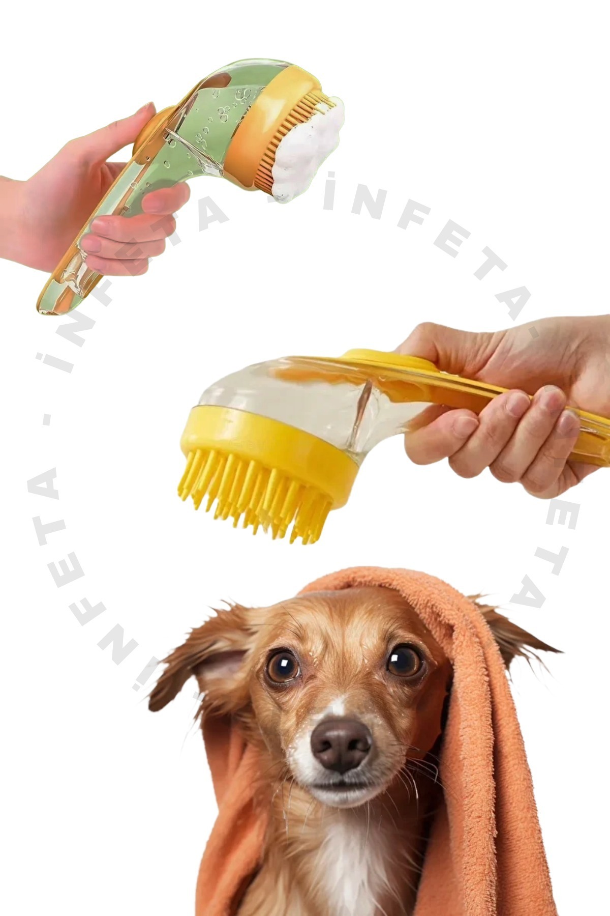 İnfeta Şampuan Hazneli Kedi Ve Köpek Evcil Hayvan Yıkama Fırçası Silikon