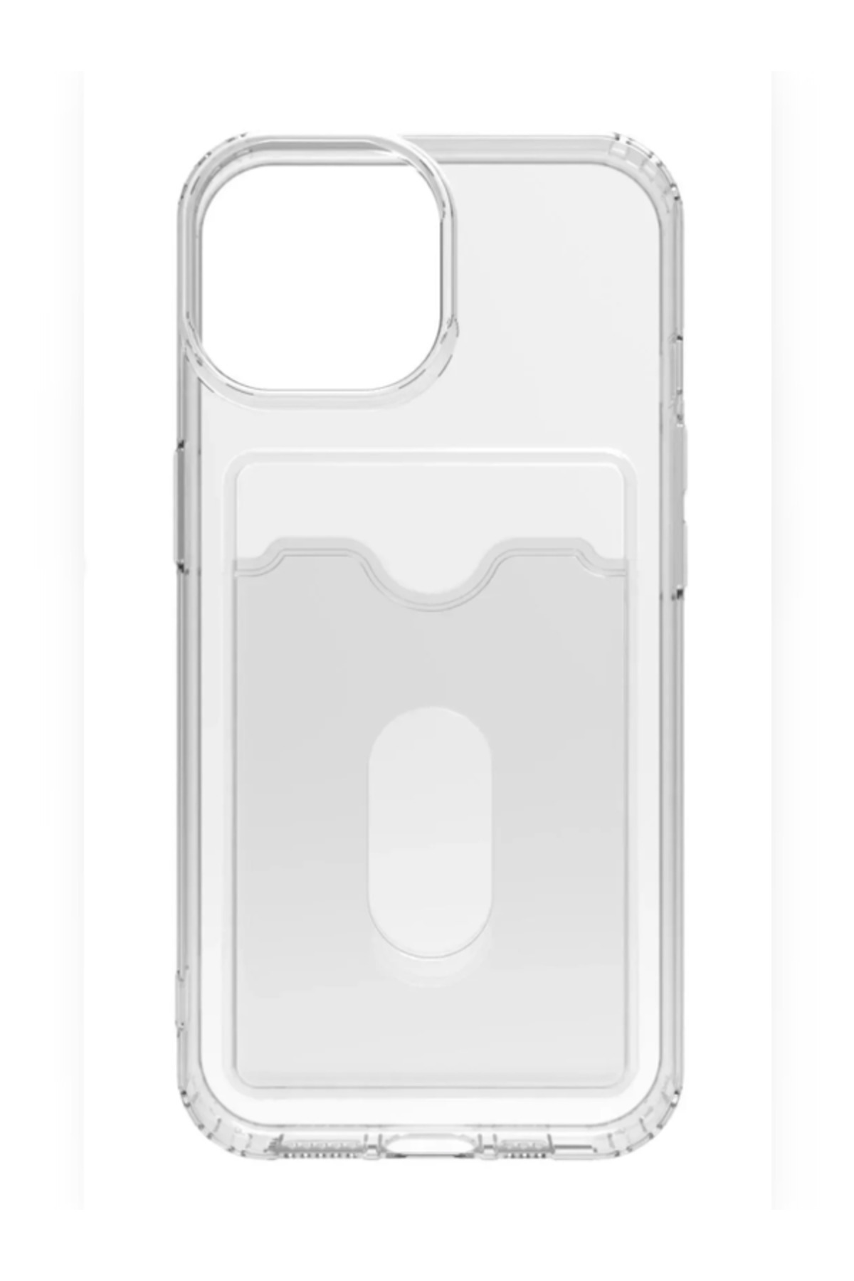 Butik iPhone 15 Kılıf Kart Bölmeli Şeffaf Silikon Rubber Arka Kapak