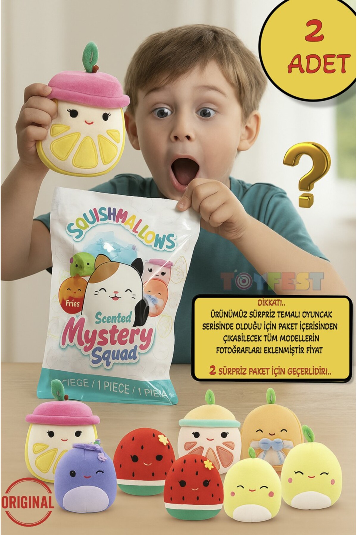 TOYFEST 2 ADET Sürpriz Kokulu Squishmallows Mystery Squad Meyve