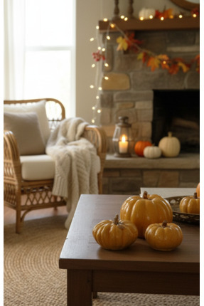 Genel Markalar Balkabağı Sarı 3'Lü Dekor Seti, Biblo, Obje, Sonbahar, Ev Deko...