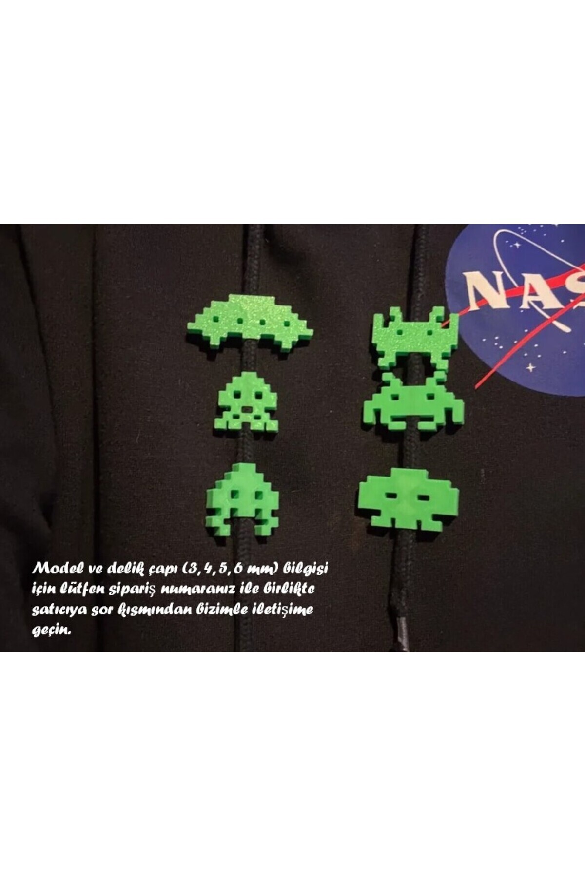 genomera Space Invaders Kapşonlu Bağ Süsü (2 Çift)