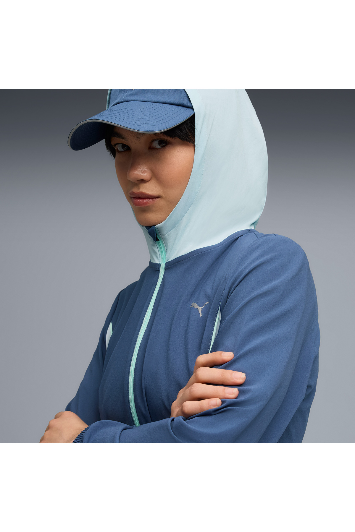 Puma Run Velocity Woven Kadın Lacivert Koşu Ceketi görsel 6