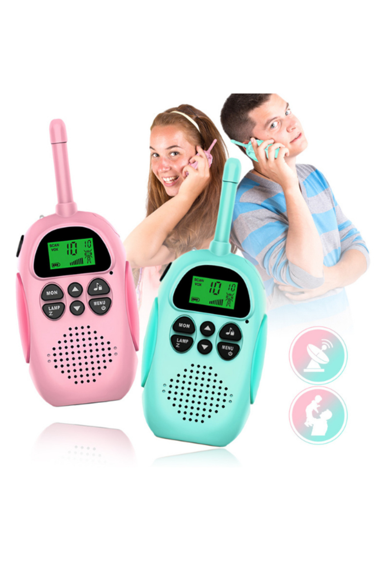 Travel Çocuk Telsizi – Kids Walkie Talkie, Şarjlı, LCD Ekranlı, 2’li Set, Mavi