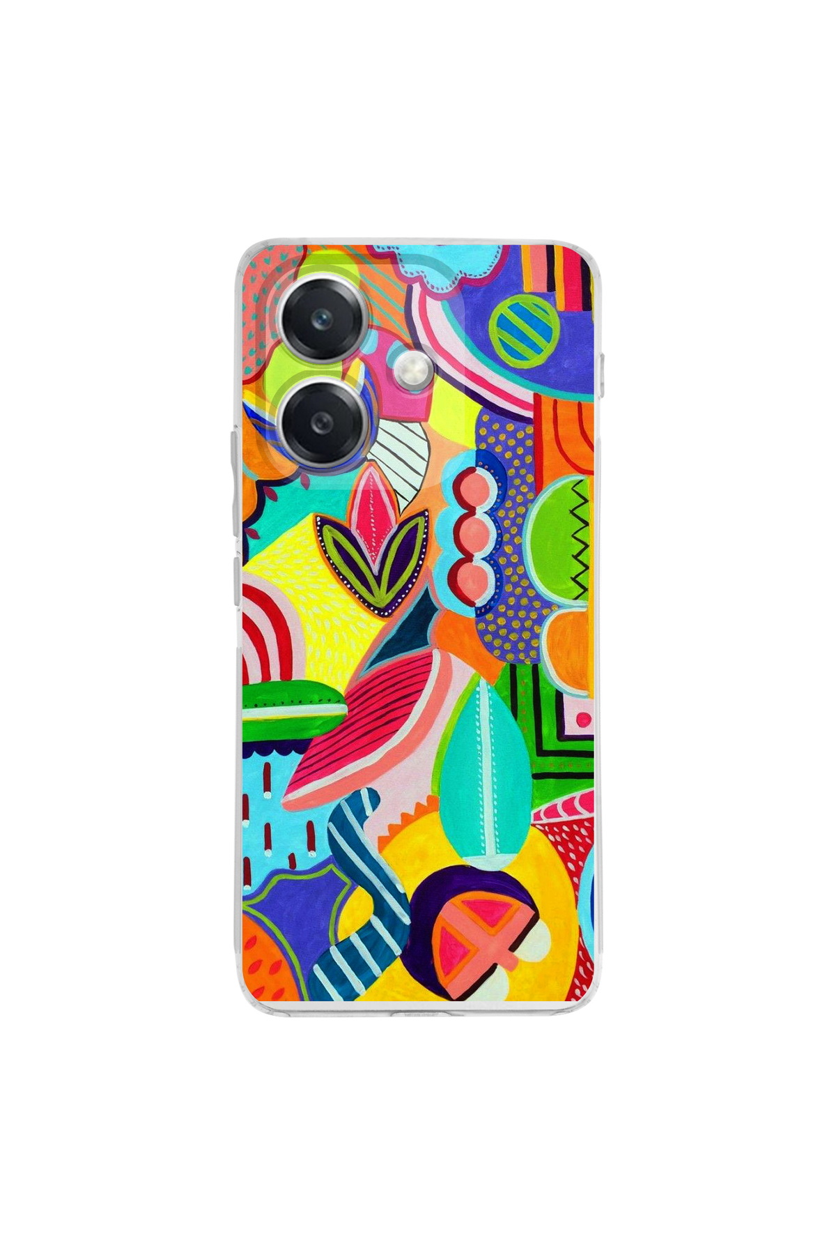 Oppo A3 İle Uyumlu Retro Color 7 Baskılı Kamera Korumalı Şeffaf Kılıf