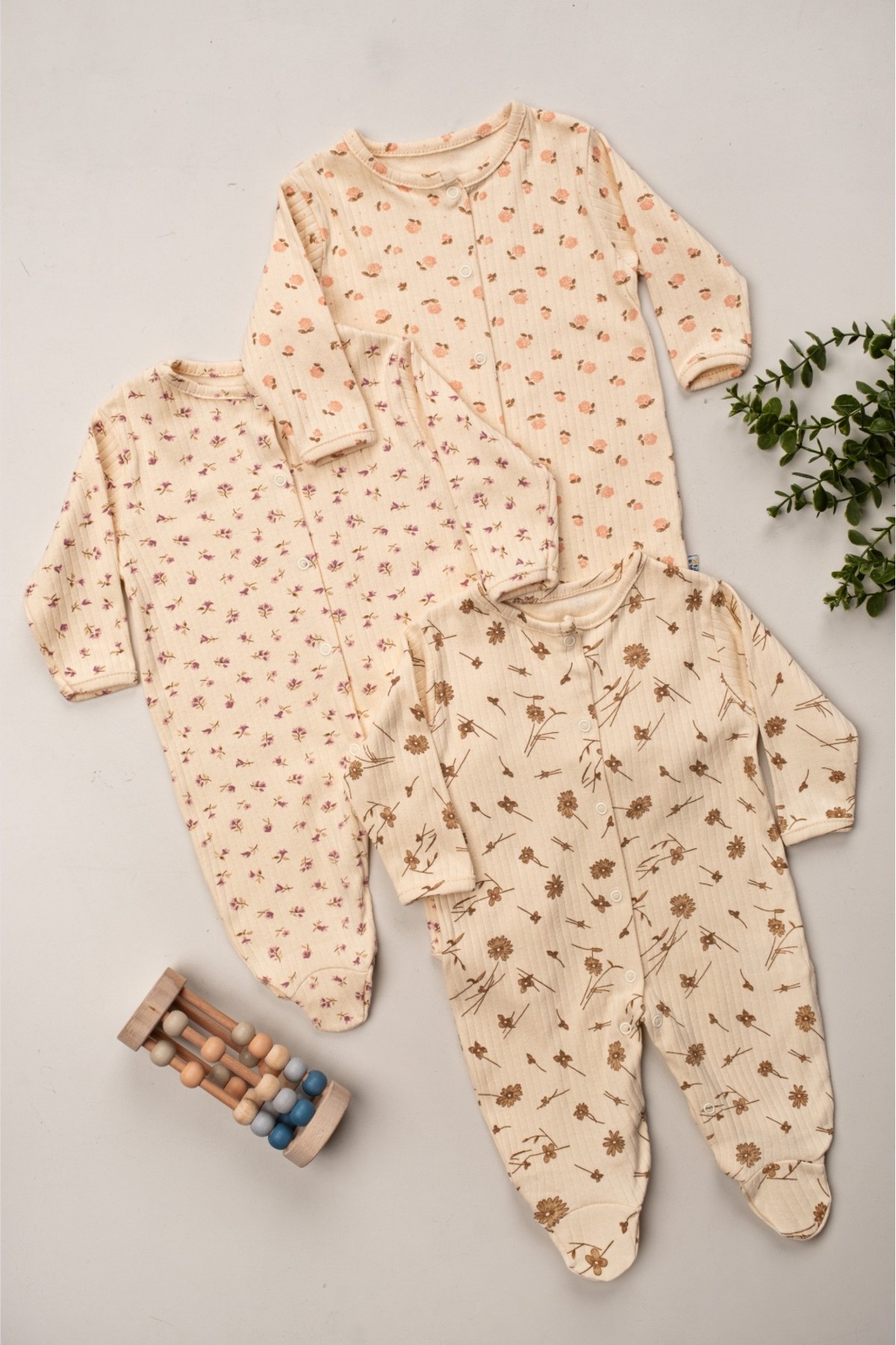 ENİA BABY Bebek Desenli Mevsimlik Pamuklu Yenidoğan 3-6-9 Ay 3’lü Kıyafet Tulum Seti Uyku Tulumu fotoğrafı 2 (önizleme)