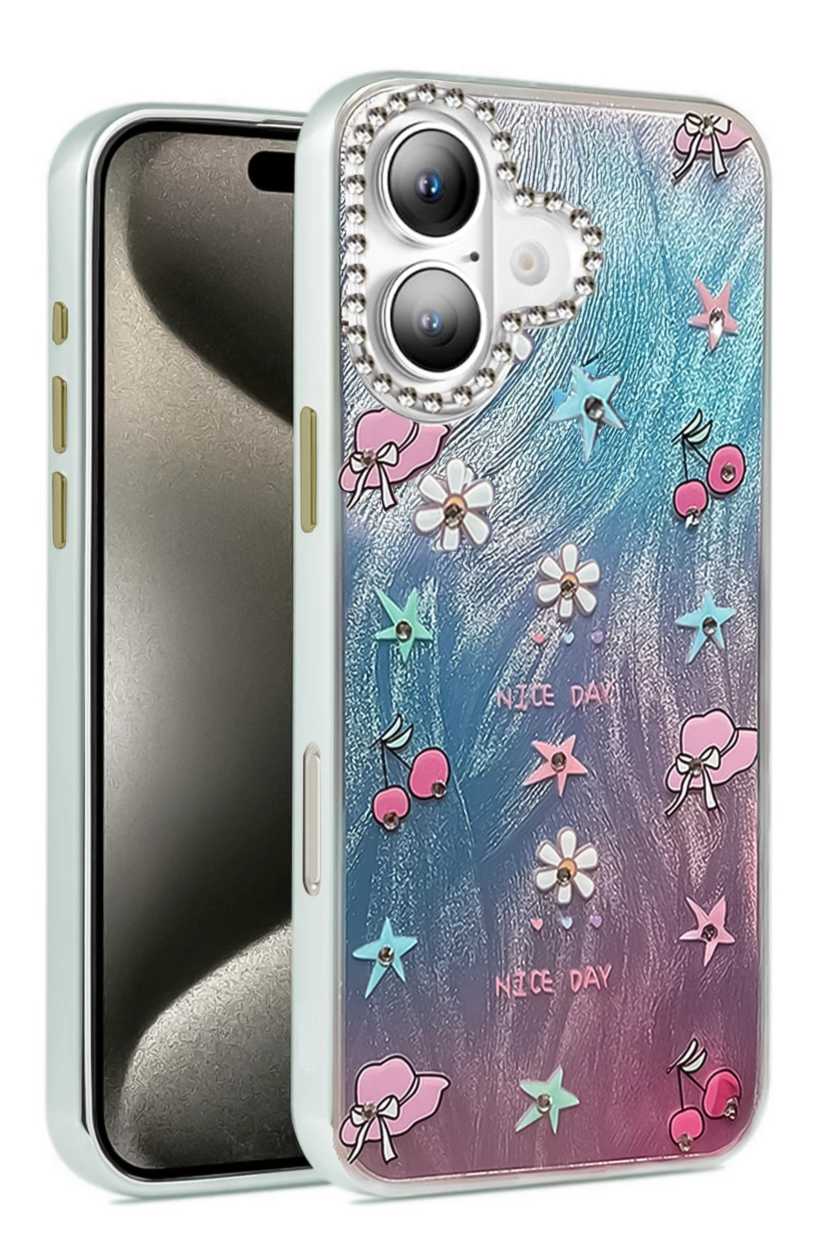 NewFace ALLZEY iPhone 16 Plus Kılıf Blade Aynalı Desenli Kapak - Desen 4