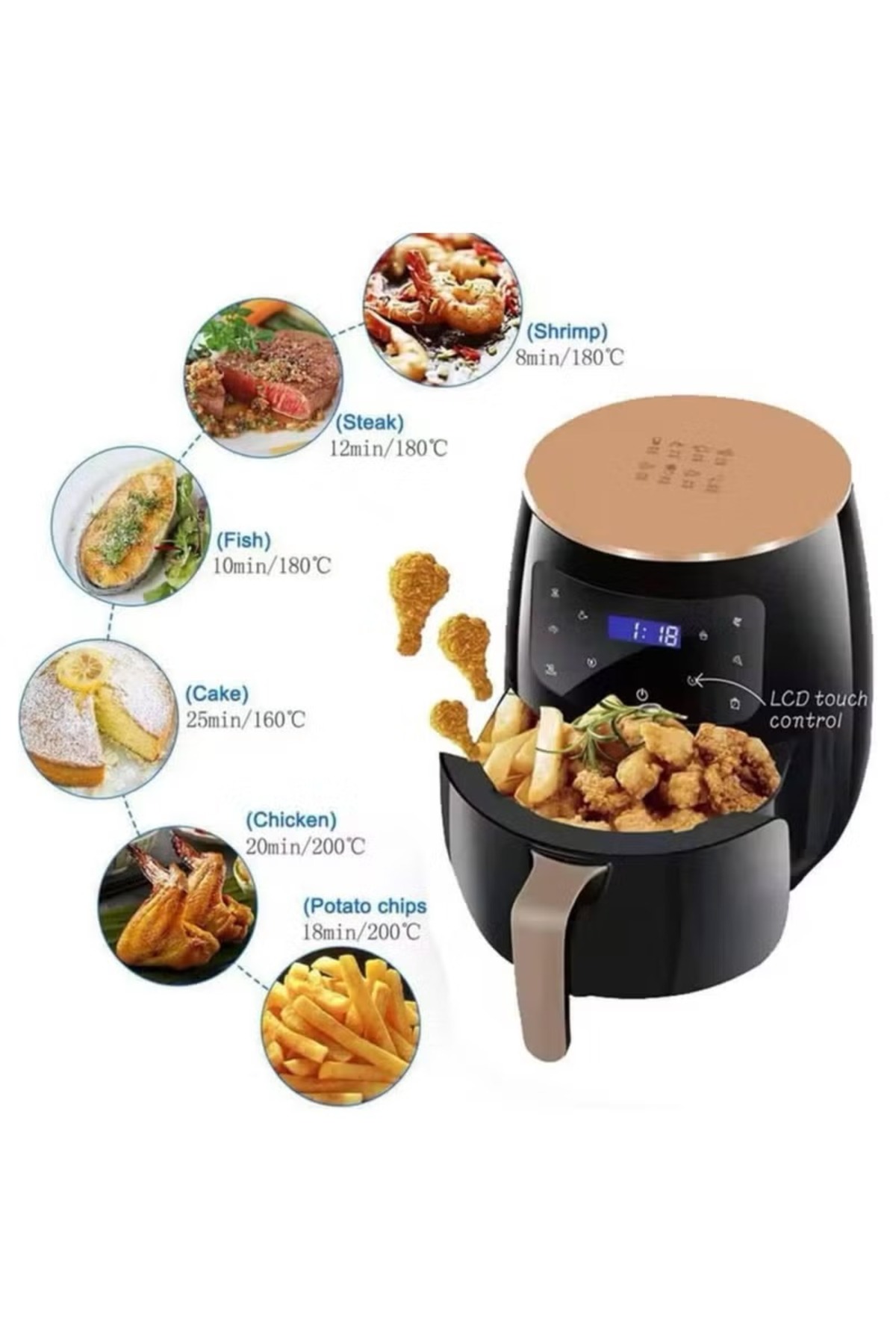 قلاية هوائية صحية بدون زيت سعة 6 لتر قوة 2400 واط...