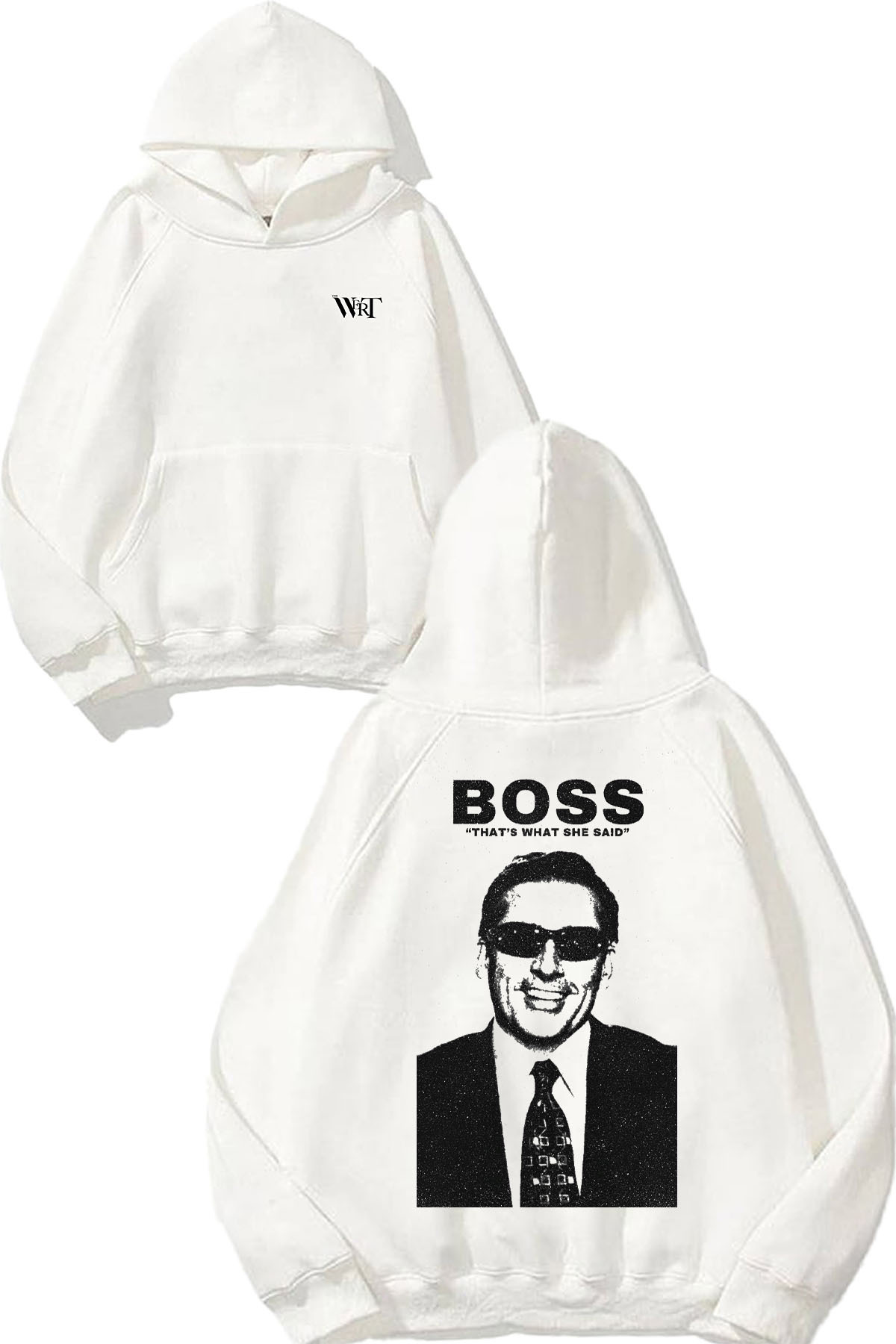 THEWERT The Office 4 Design Back Printed White Hooded Sweatshirt