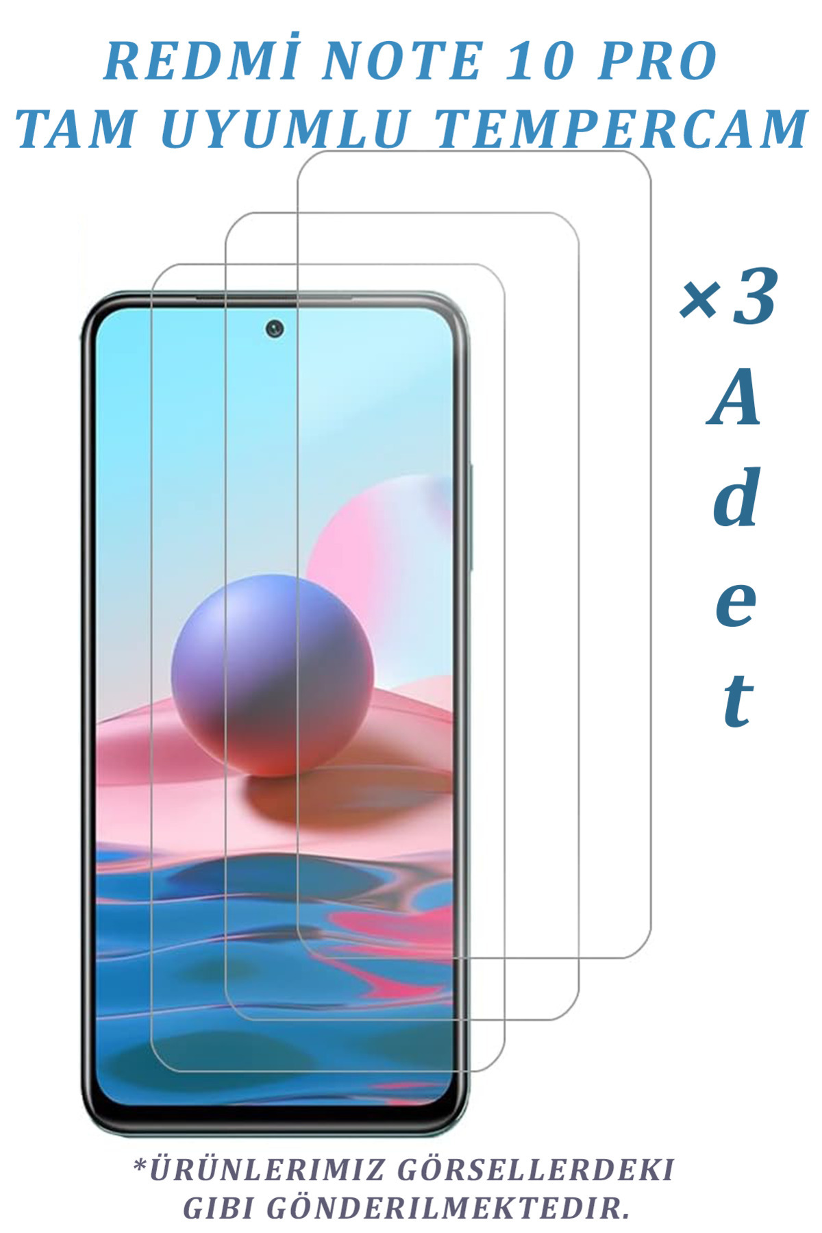 Glazef 3 ADET Redmi 10 Pro Uyumlu Temperli Cam Ekran Koruyucu Kırılmaz Cam (3 ADET)