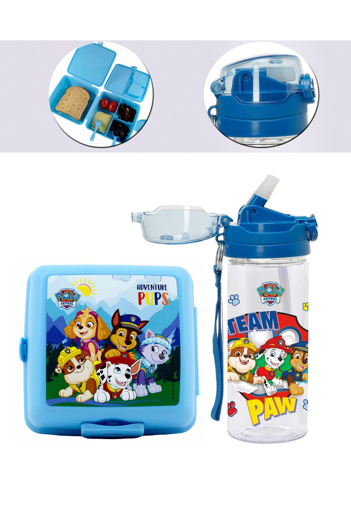 PAW PATROL Lisanslı Suluk 500ml ve Beslenme Kabı Seti
