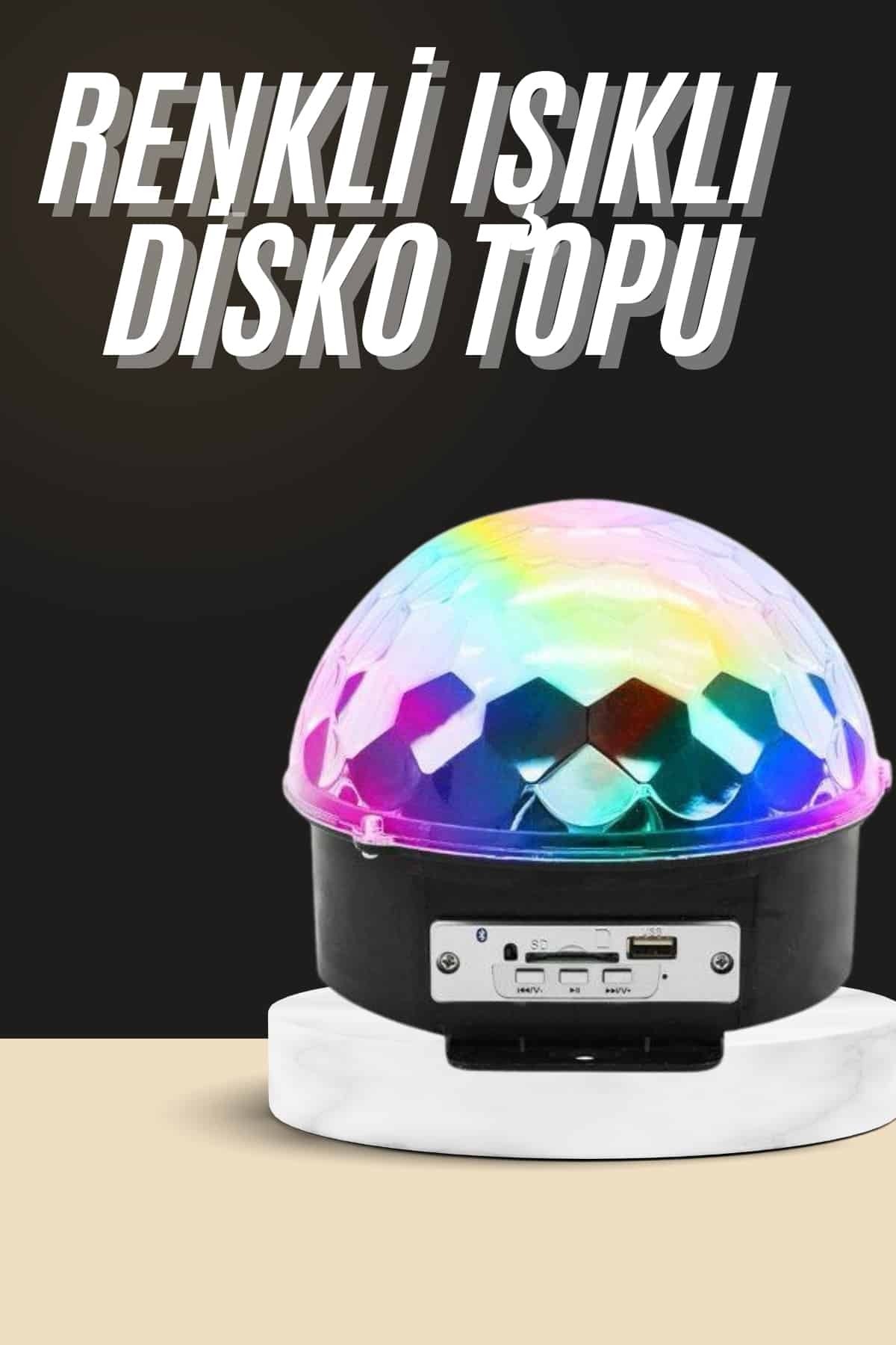 techbutiq Led Işık Disko Topu Bluetooth Hoparlörlü USB Müzik Çalar Kumandalı