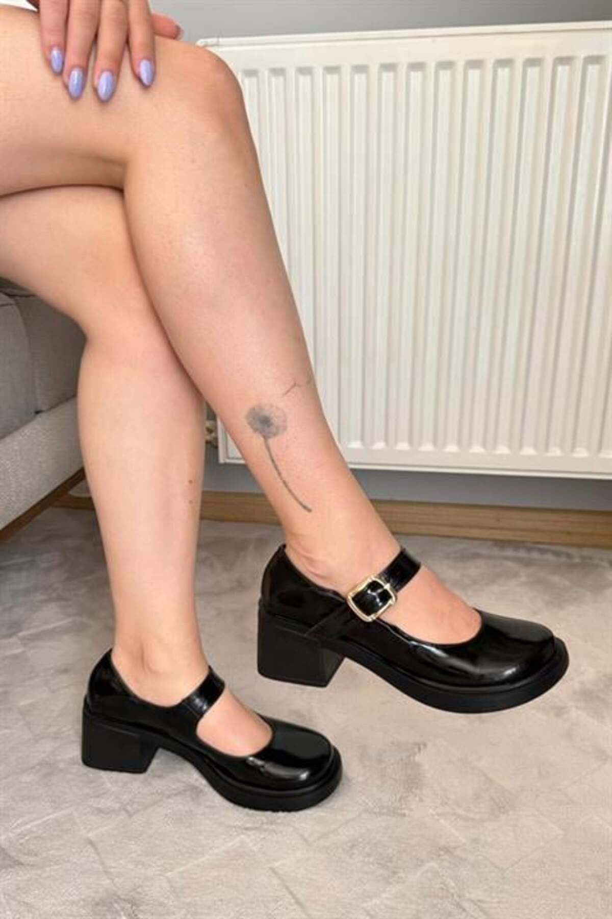Women's Sofia Black Spring 6 cm Heeled Lofer Shoes with Single Helmet