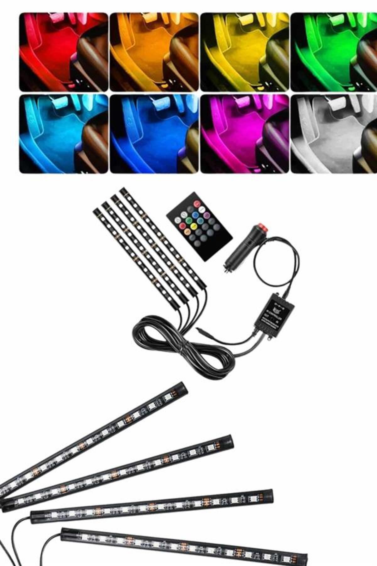 FREEDOM STOREE RGB Işıklı Araç İçi Aydınlatma Kumandalı 12'li Led Işık Renk Değiştirebilen