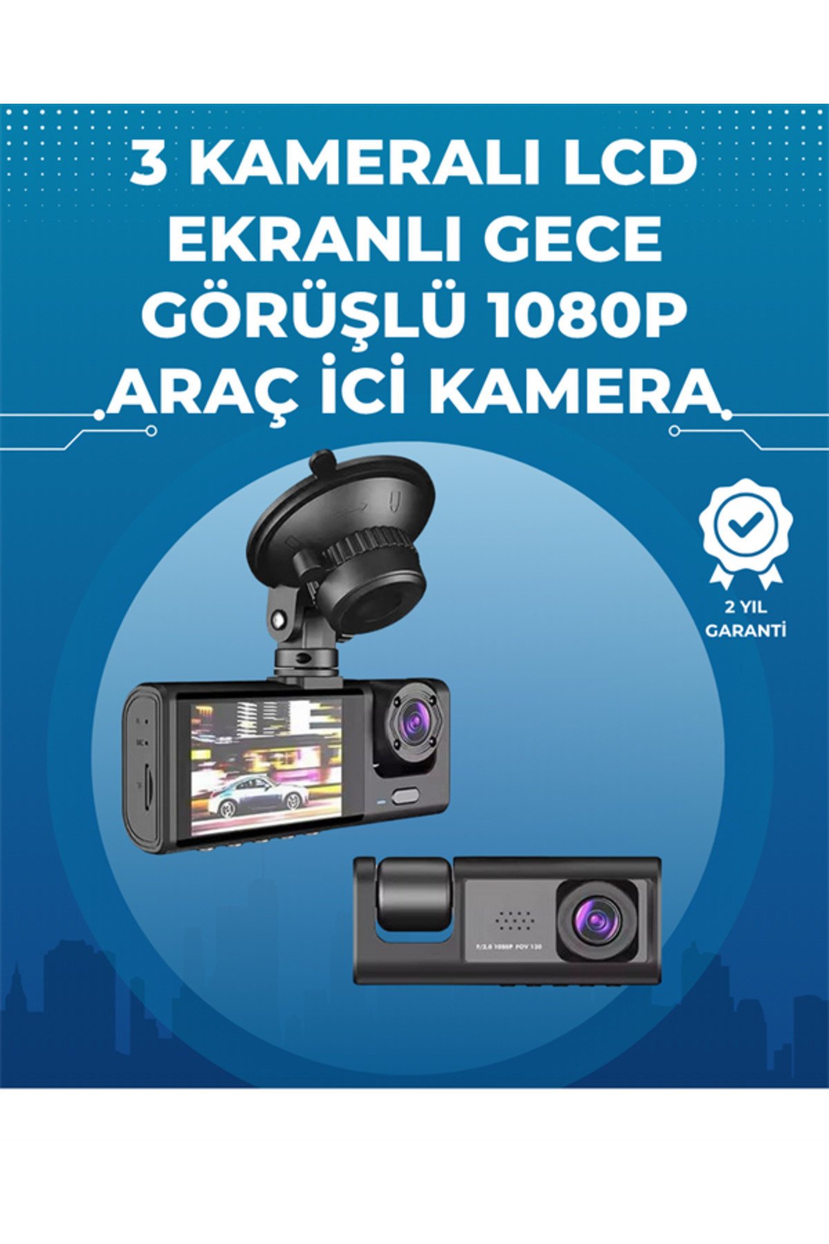 AyrStore Gece Görüşlü 3'lü Araç Kamerası – Geri Görüş Destekli, 170° Geniş Açı