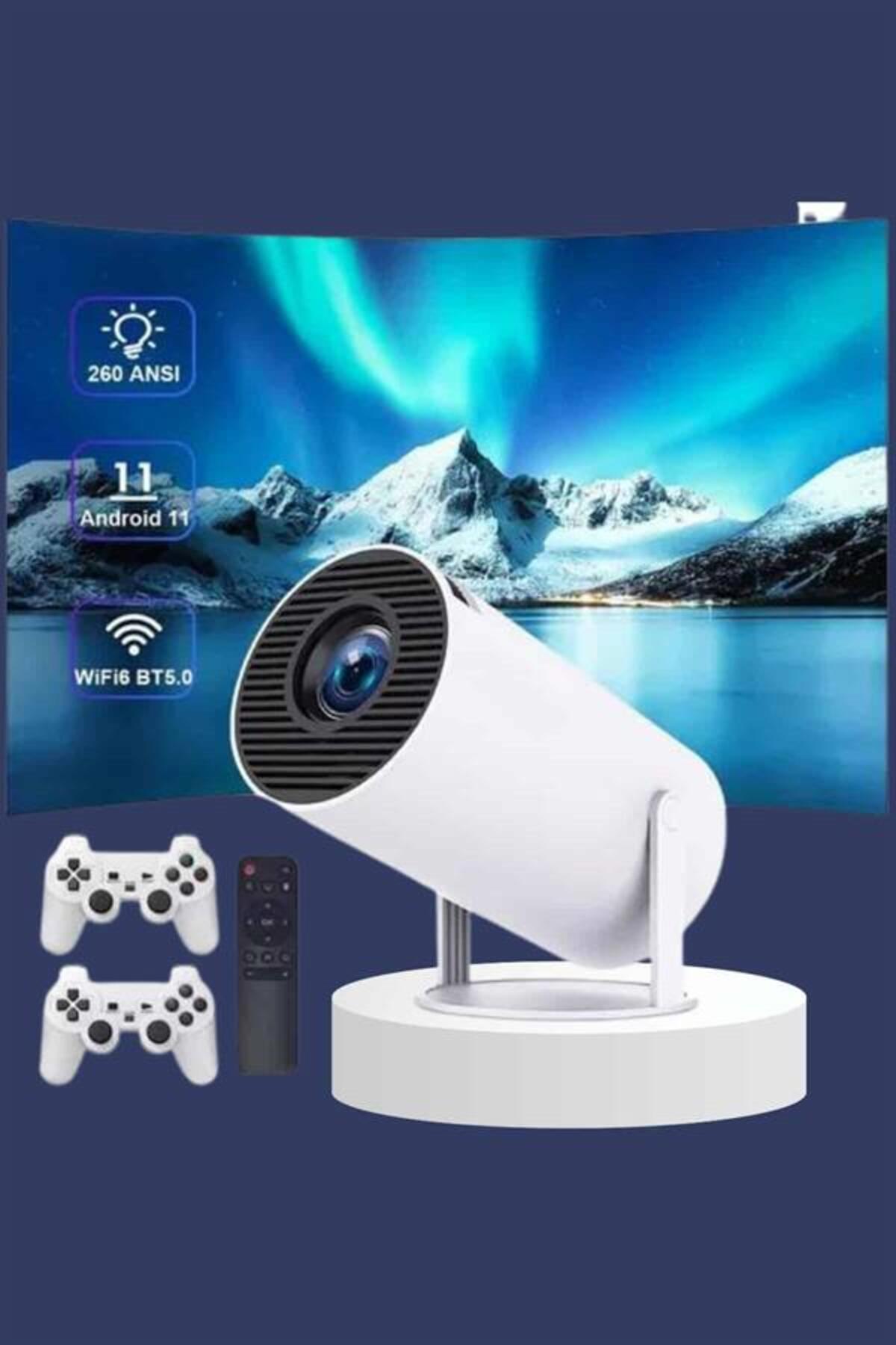 Windora Projeksiyon Cihazı Video Oyun Konsolu Projektör Taşınabilir Ayaklı Çift Kollu 4K Çözünürlüklü