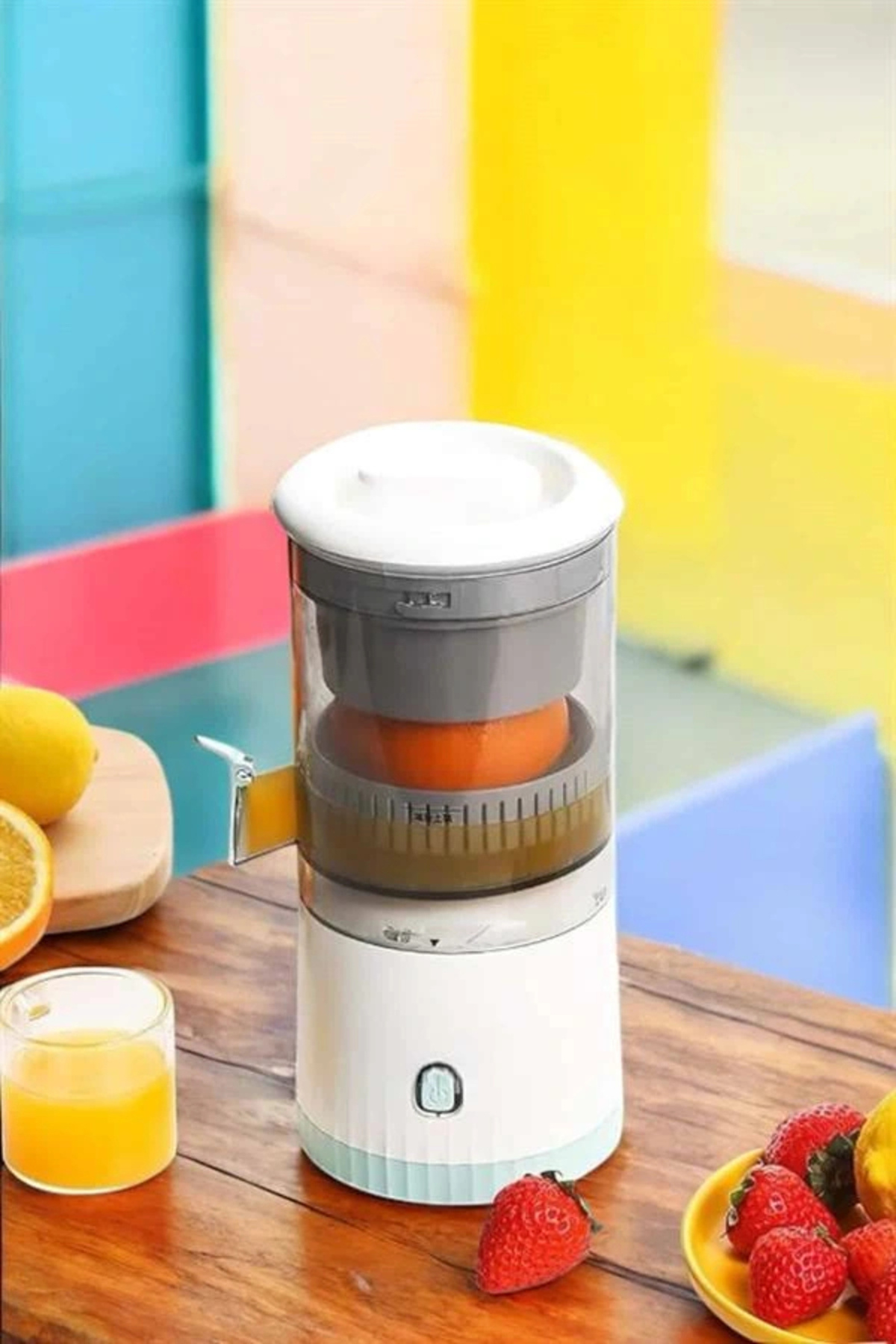 shopwave Meyve Sıkacağı USB Şarjlı Taşınabilir Çift lı Güvenlik Kilidi