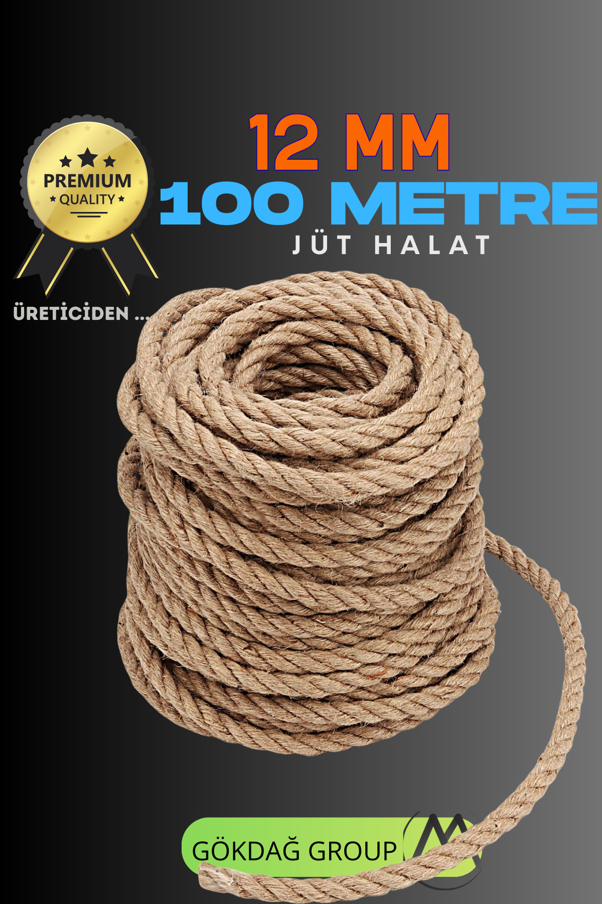 GÖKDAĞ GROUP 12 MM 100 Metre Jüt Halat Dekoratif Hasır İp