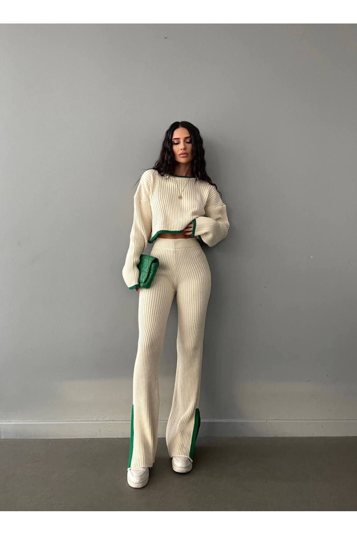 MEECY Damen-Strickanzug mit kurzem Bein