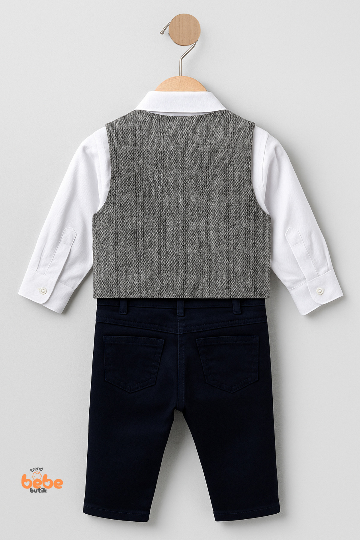 Trend Bebe Butik Erkek Bebek 4’lü Takım Elbise Seti Papyonlu Yelekli Gömlek Pantolon Düğün Sünnet Doğum Günü Kıyafeti fotoğrafı 4 (önizleme)