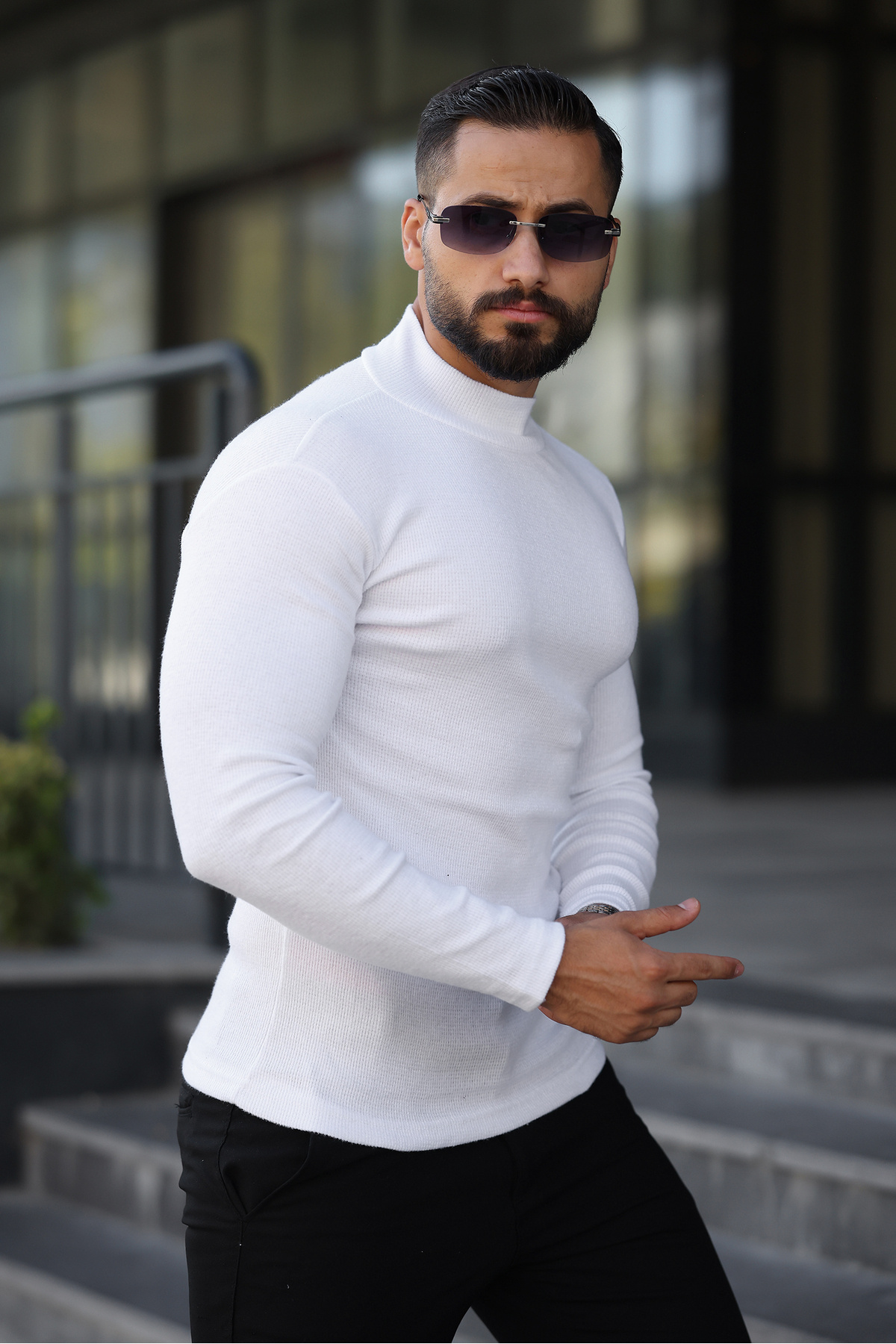 ژاکت بافتنی مردانه - سفید CES5601 — تصویر 3 از 6
