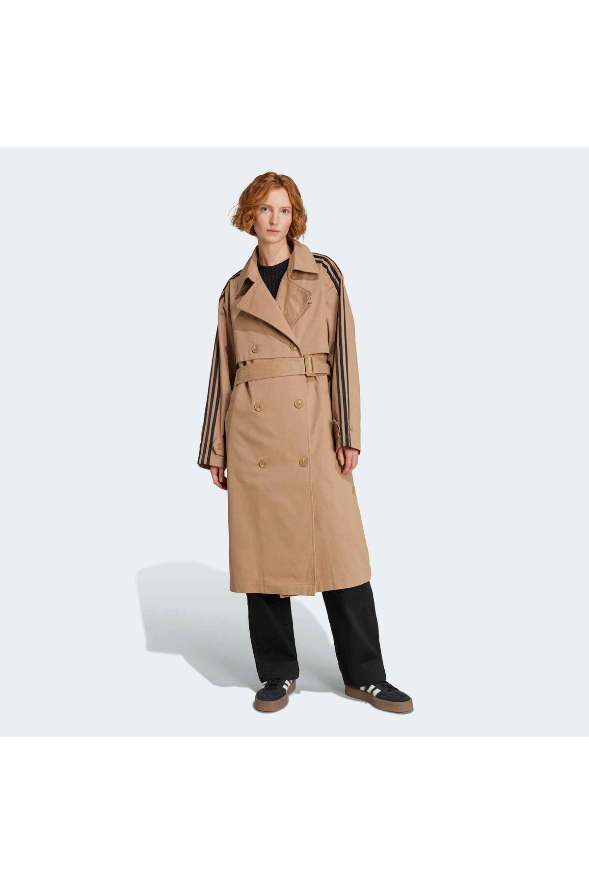 adidas Adicolor Women's Beige Trench Coat (Jw2663)- Trendyol