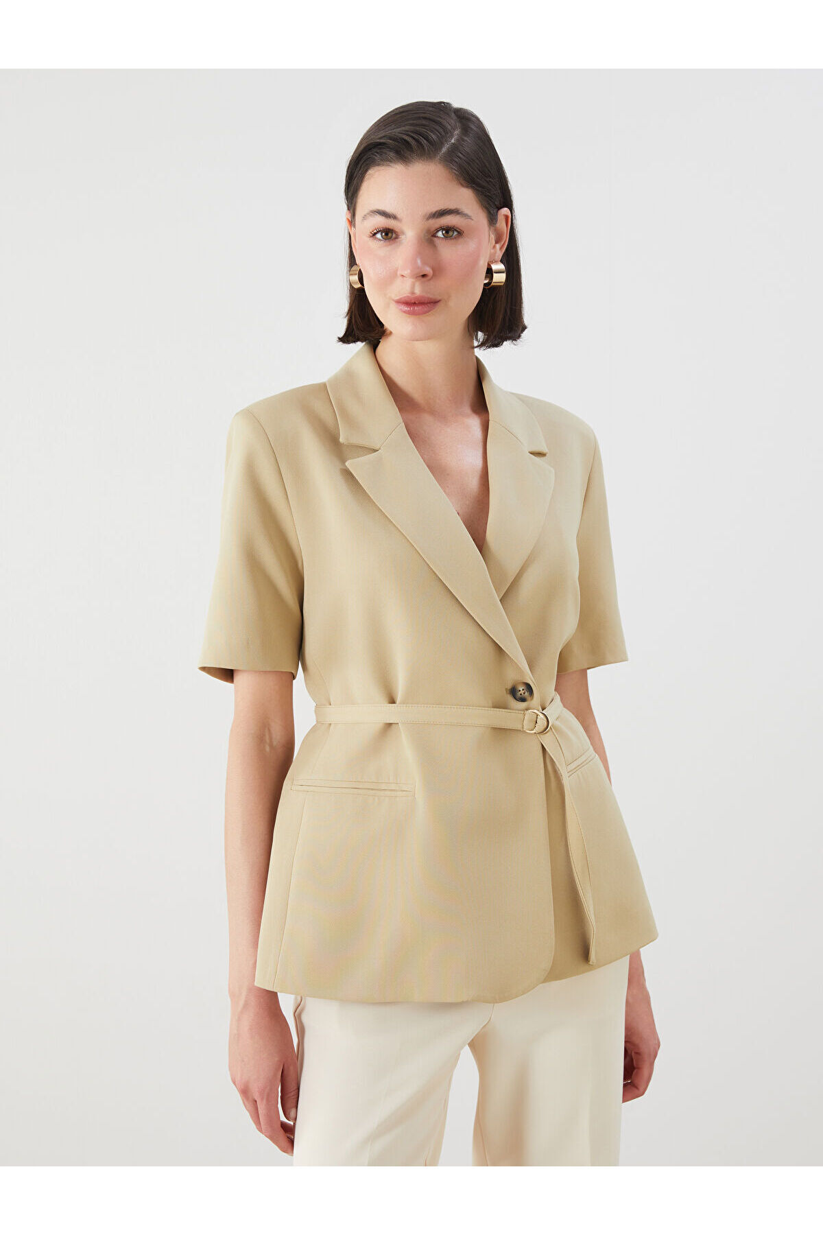 LC Waikiki  Haki Krep Kadın Blazer Ceket