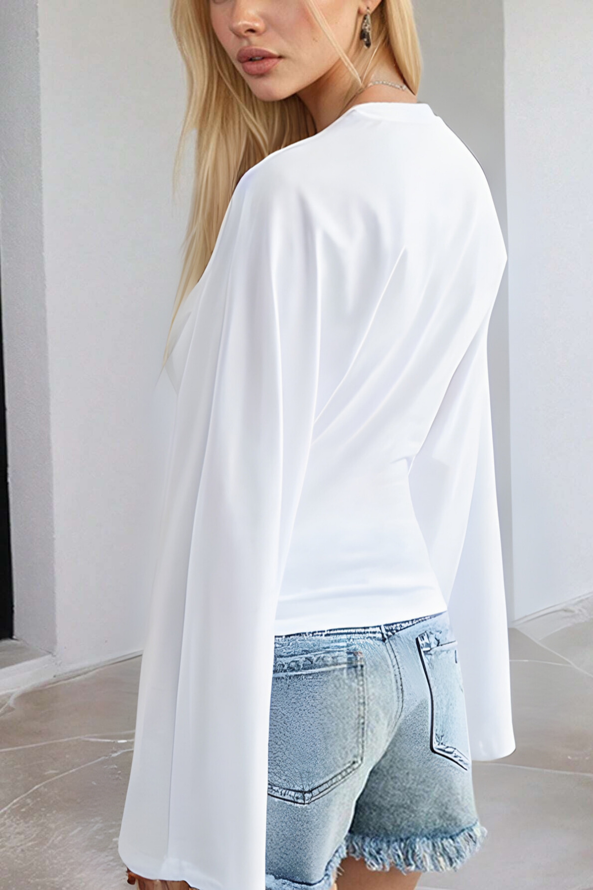 Tarz Cool  Kadın Uzun Kollu Belden Oturtmalı Bluz - Görsel 4