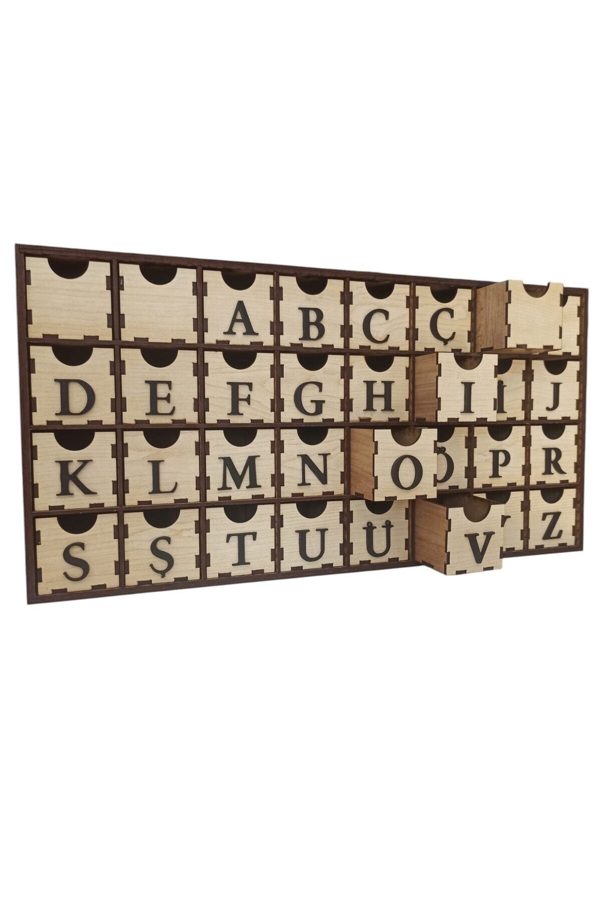 ERGEÇ TASARIM “Alfabetik Ahşap Çekmecelik (32 Bölmeli) – Muhasebeci ve Mali Müşavirler İçin Mali Mühür Organizeri”