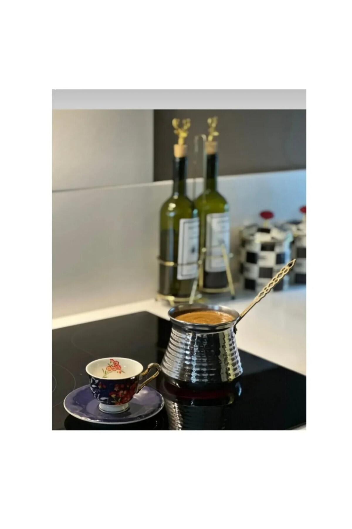 abnturk 10*10 cm Dayanıklı Osmanlı Motifli Çelik Cezve Köpüklü Türk Kahvesi Lezzeti için