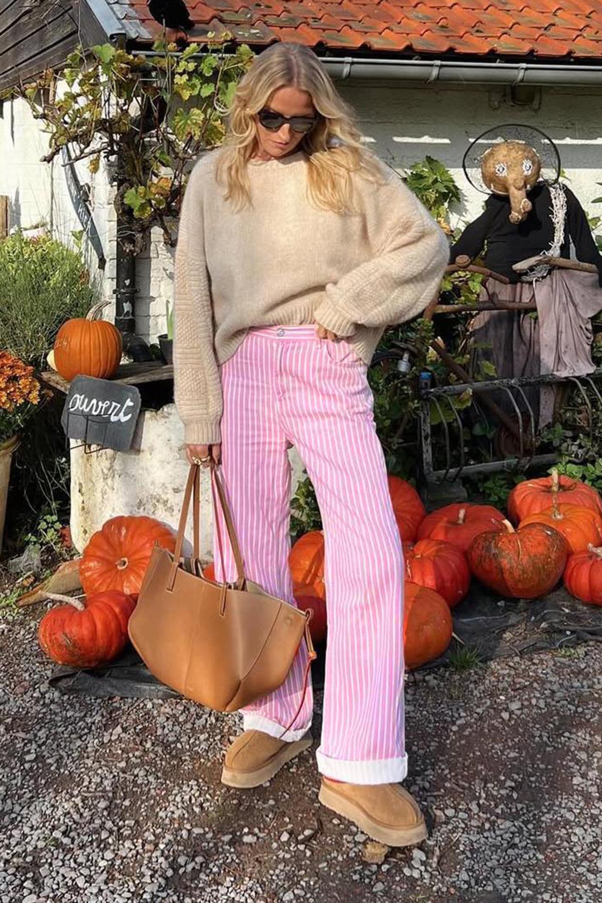 Seeh  Pembe Çizgili Kadın Jean Pantolon SH315 - Görsel 2