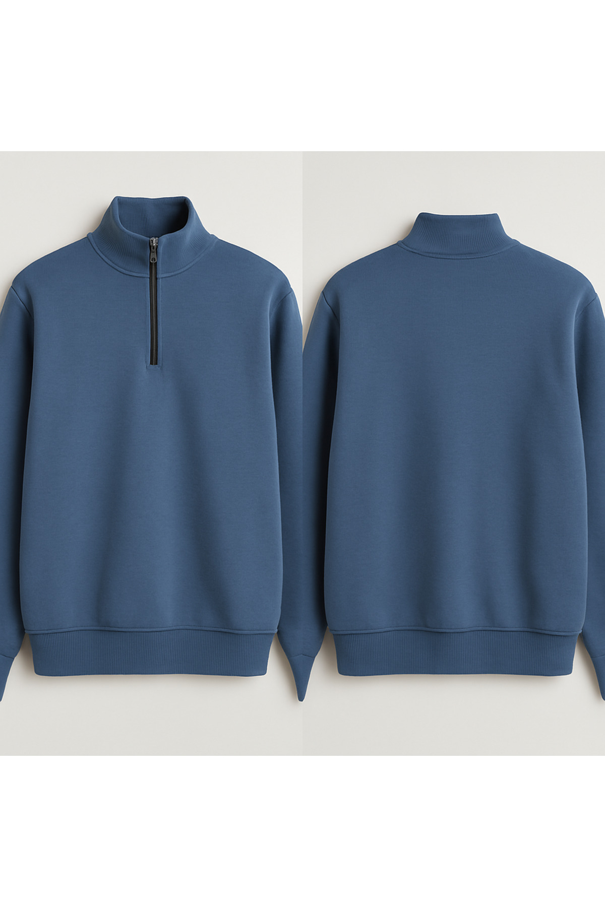 SEPETİX Yarım Fermuarlı Yüksek Yaka Sweatshirt – Mavi