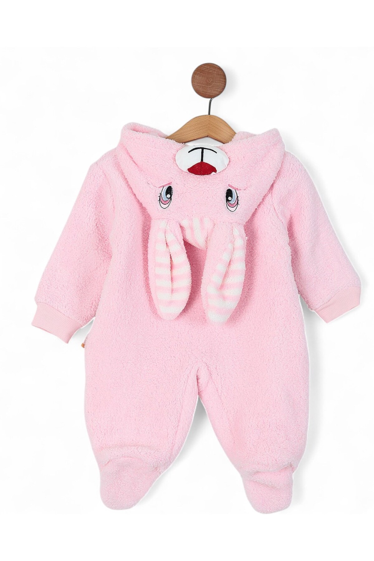 Egelite Kız Bebek 0-9 Ay Kapüşonlu Kulak Detaylı Tavşan Temalı Fermuarlı Welsoft Kışlık Kalın Tulum fotoğrafı 7 (önizleme)