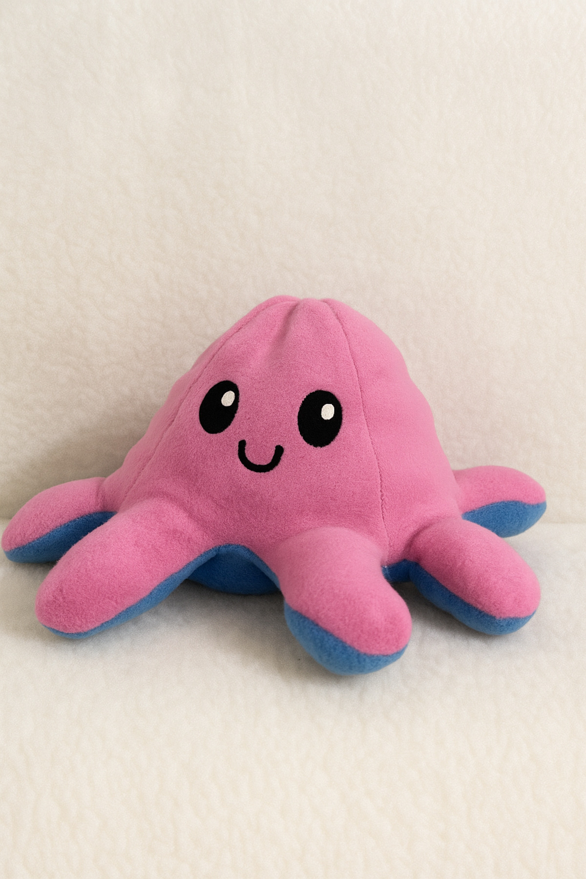 ZEKTON Dönüşen Ahtapot Peluş Oyuncak – Çift Taraflı Mutlu & Somurtkan Yüz, Yumuşacık Peluş, 27x27 cm