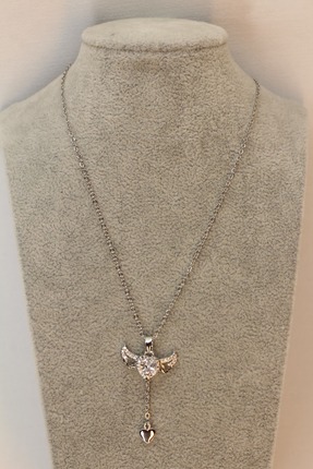 Butik Kadın Çelik Silver Melek Kanatları Kareket Eden Kolye