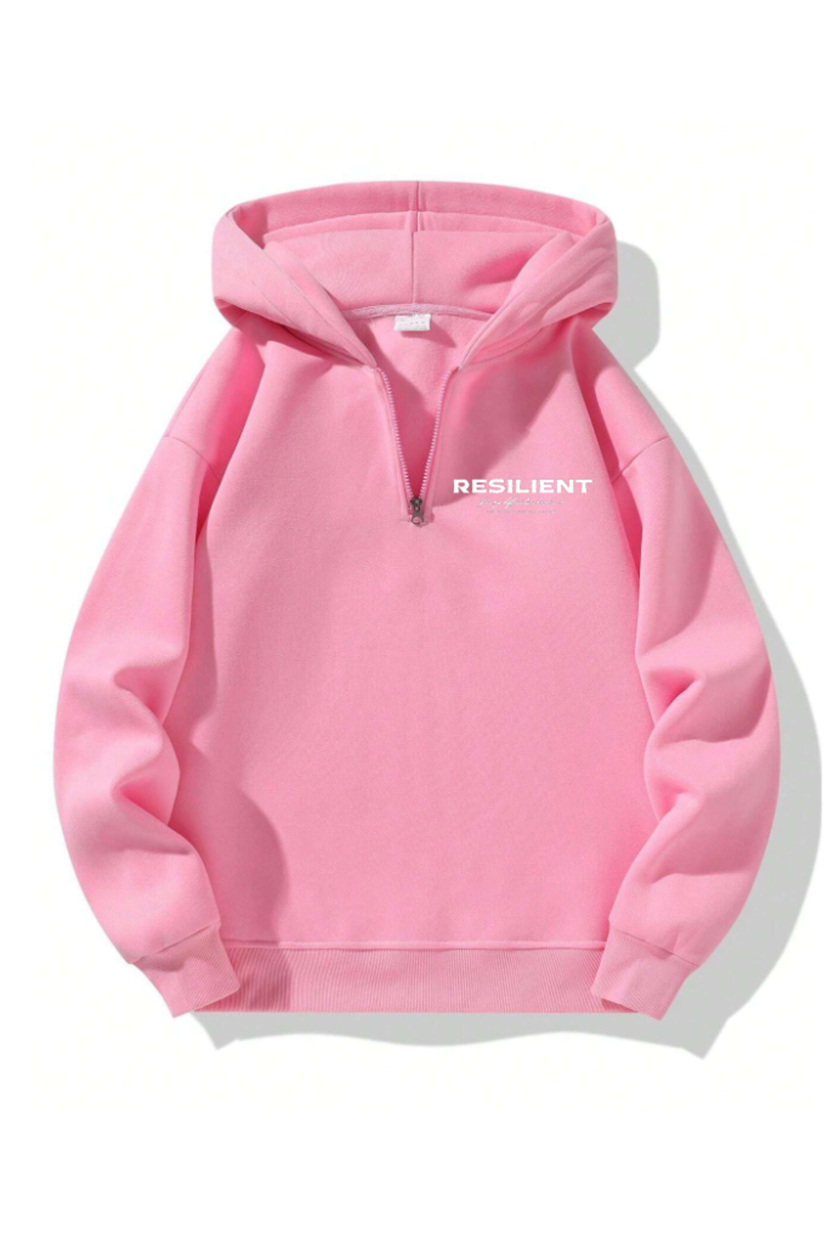 Unisex Erkek/Kadın YARIM KAPÜŞONLU RESILIENT Renkli Özel Pamuklu Oversize Sweatshirt — صورتی RESILIENT-REVASSER-